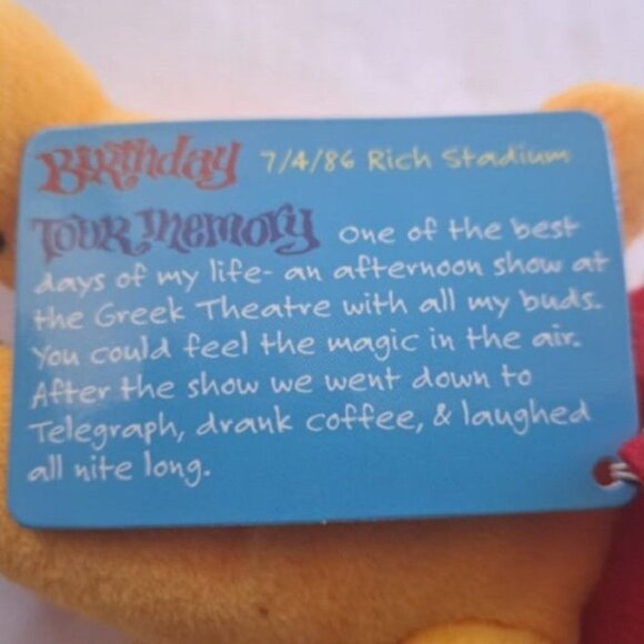 Jack Straw Bear Grateful Dead Beanie Plush Doll Hippie Music Concert Yellow NWT - Picture 4 of 4